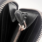 Prada portafoglio zip-around in pelle nera con logo triangolare