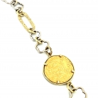 Bracciale in Oro Giallo e Bianco con Medaglia Antica