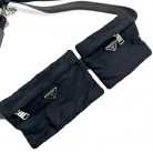 BLACK NYLON HAND PRADA FANNY PACK WITH ACCESSORIES