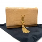 Saint Laurent Kate Tassel in pelle effetto lucertola beige