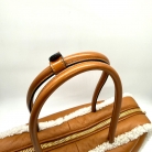 shopper Beau Miu Miu realizzata in morbida pelle di agnello marrone con finiture in lana