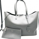SHOPPING BAG YVES SAINT LAURENT PELLE GRIGIA CON POCHETTE