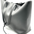 SHOPPING BAG YVES SAINT LAURENT PELLE GRIGIA CON POCHETTE