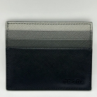 Saffiano leather card holder in grey and black