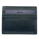 Saffiano leather card holder in grey and black