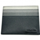 Saffiano leather card holder in grey and black