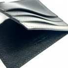 Saffiano leather card holder in grey and black