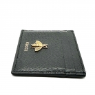 Portacarte Gucci in pelle nera con dettagli oro