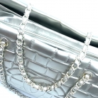 silver brick leather Chanel tote