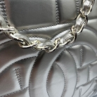 silver brick leather Chanel tote
