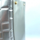 silver brick leather Chanel tote