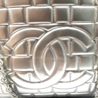 silver brick leather Chanel tote