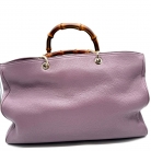 Tote Gucci en piel rosa con asas de bambú