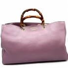 Tote Gucci en piel rosa con asas de bambú