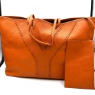 Borsa tote reversibile in pelle Yves Saint Laurent, marrone e arancione