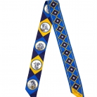Hermès Twilly silk scarf in blue and yellow tones with a dog motif