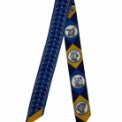 Hermès Twilly silk scarf in blue and yellow tones with a dog motif